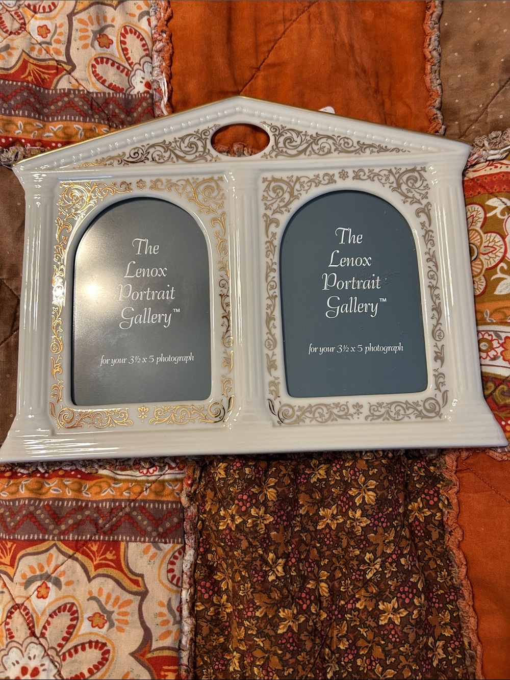 Lenox White and Gold Double Photo Frame